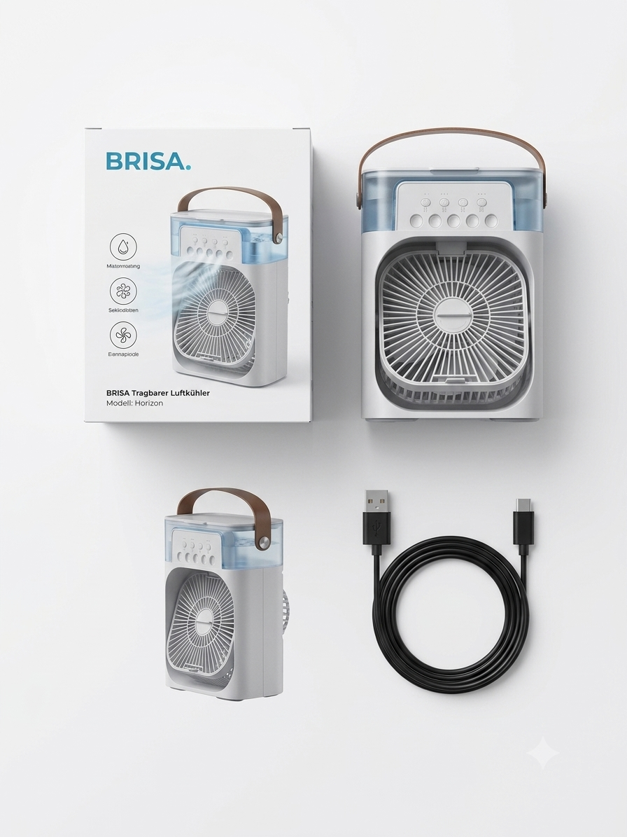 BRISA – 3-in-1 Ventilator, Mini-Luftkühler & LED-Nachtlicht